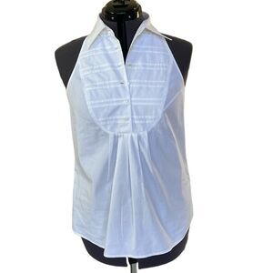 GAP Women’s White Size 12 China Halter Neck Top Classic Collar Babydoll HighNeck